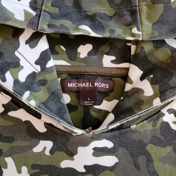 Michael Kors Men Large Green Camouflage Camo hoodie sweatshirt L pullover - Picture 2 of 7